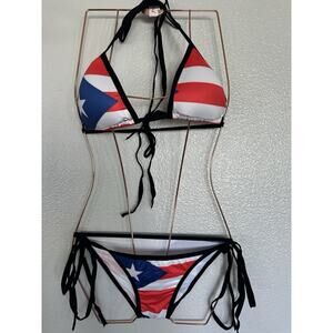 Women Two Piece Bikini Swimsuit Sexy Bathing Suits Small Navy American Flag Sz S